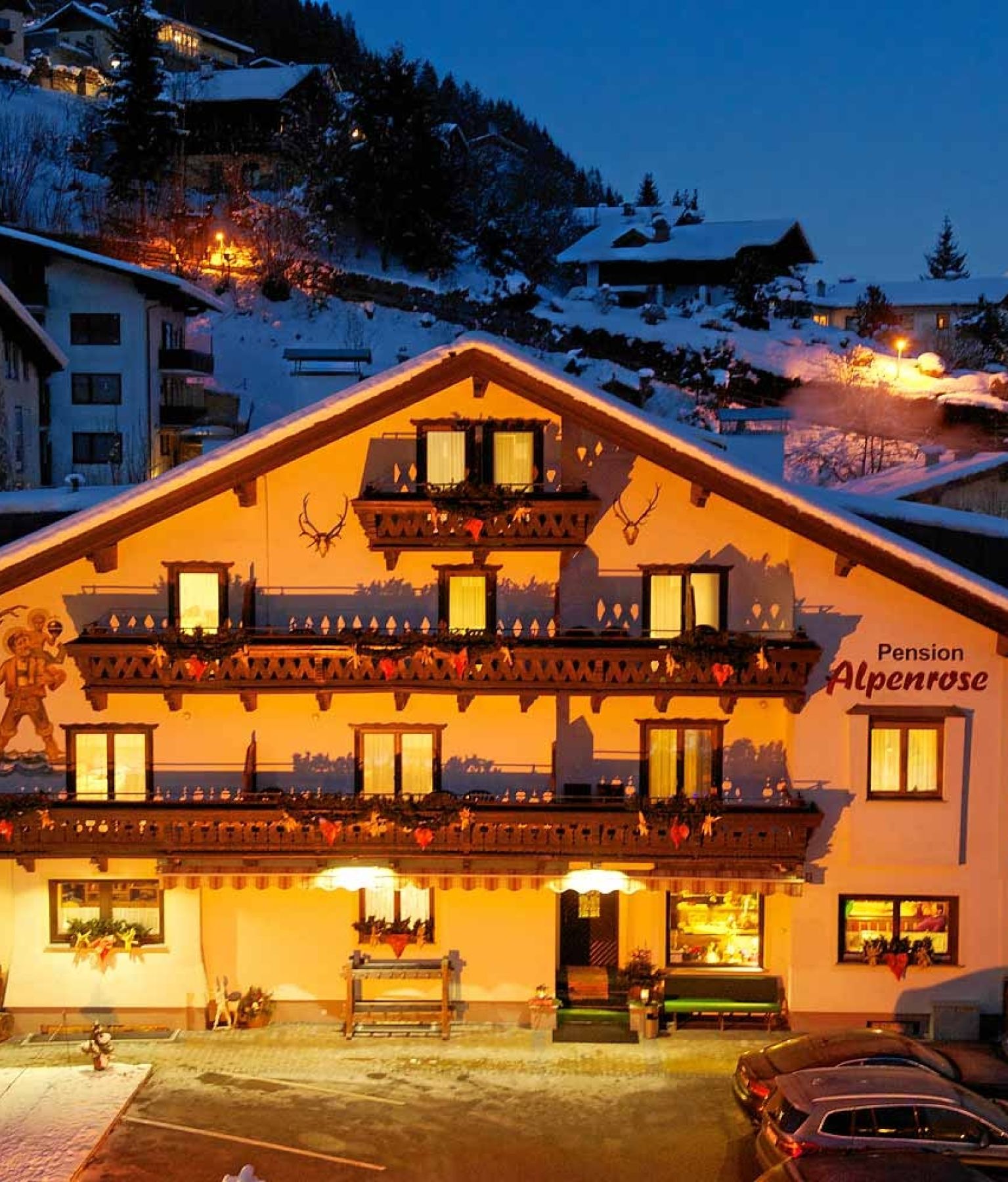 Nachtansicht pension in Zell am See